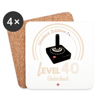 Design Gaming Level 40 freigeschaltet - Untersetzer (4er-Set) - Weiß - Vorne