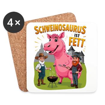 Schweinosaurus - Untersetzer (4er-Set) - Weiß - Vorne