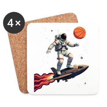Basketball astronaute vaisseau spatial cadeau - Dessous de verre (lot de 4) - blanc - Devant