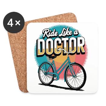 Roulez comme un vélo de médecin - Dessous de verre (lot de 4) - blanc - Devant