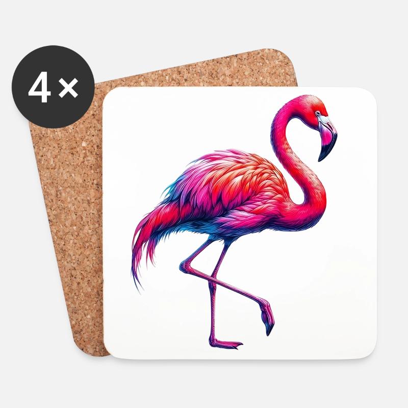 Flamingo - Untersetzer (4er-Set) - Weiß
