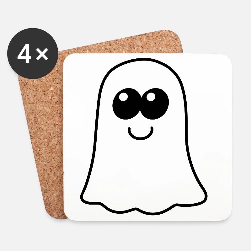 Boo-Gespenst - Untersetzer (4er-Set) - Weiß