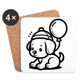 Chiot - Dessous de verre (lot de 4) - blanc - Devant