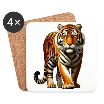 Tigre - Dessous de verre (lot de 4) - blanc - Devant