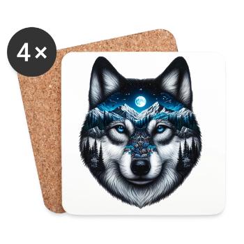 Wolf - Untersetzer (4er-Set) - Weiß - Vorne