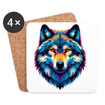 Loup - Dessous de verre (lot de 4) - blanc - Devant