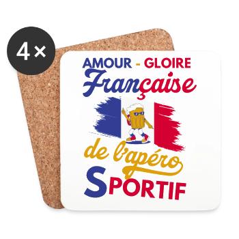 amour gloire française de l apéro sportif - Dessous de verre (lot de 4) - blanc - Devant