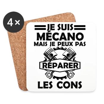 mécanicien mais je ne peux pas réparer les cons 1 - Dessous de verre (lot de 4) - blanc - Devant