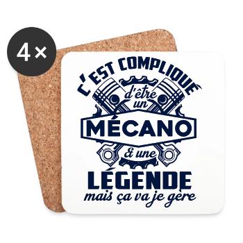 mécanicien mécano légendaire - Dessous de verre (lot de 4) - blanc - Devant
