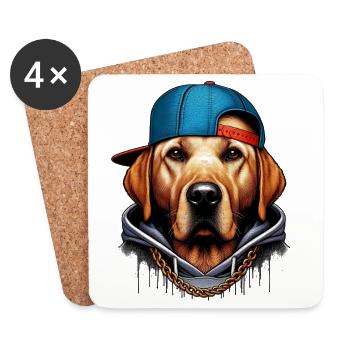 Chien - Dessous de verre (lot de 4) - blanc - Devant