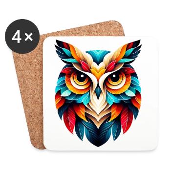 Hibou - Dessous de verre (lot de 4) - blanc - Devant