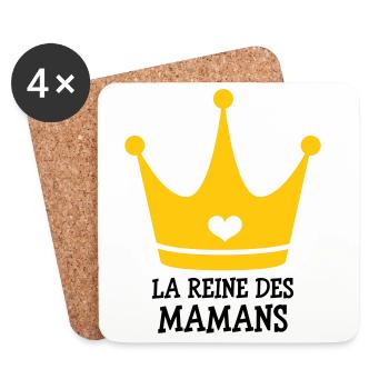 La Reine des Mamans - Fête des Mères - Dessous de verre (lot de 4) - blanc - Devant