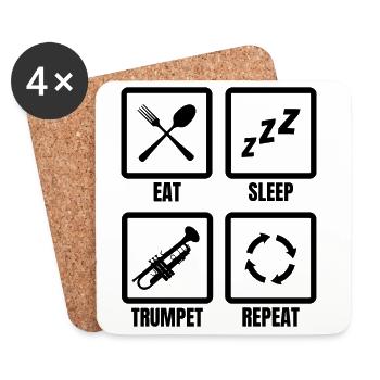 Trompeter Routine - Untersetzer (4er-Set) - Weiß - Vorne