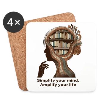 Simplify your mind Achtsamkeit Design - Untersetzer (4er-Set) - Weiß - Vorne