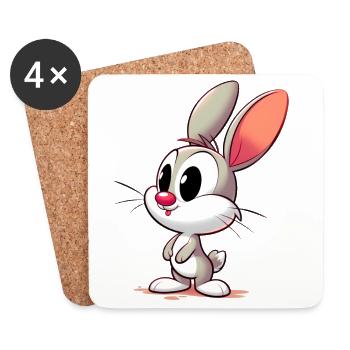 Lapin - Dessous de verre (lot de 4) - blanc - Devant