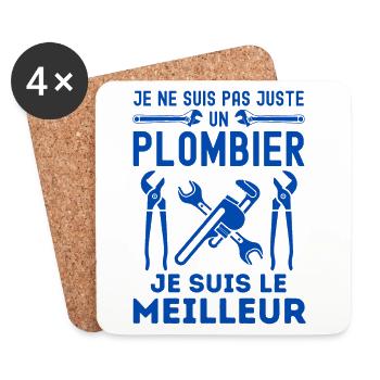 Meilleur plombier - Dessous de verre (lot de 4) - blanc - Devant