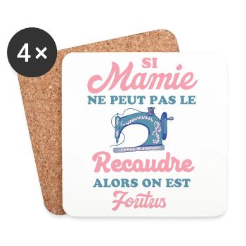 Mamie couturière - Dessous de verre (lot de 4) - blanc - Devant