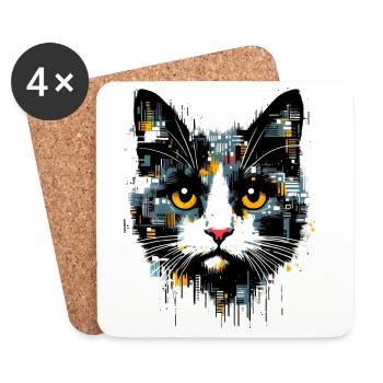 Cat - Coasters (set of 4) - white - Front