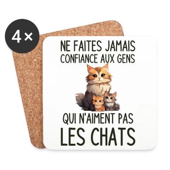 Propriétaire de chats - Dessous de verre (lot de 4) - blanc - Devant