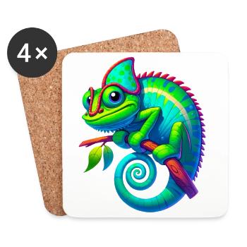 Caméléon - Dessous de verre (lot de 4) - blanc - Devant
