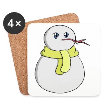 Schneemann mit gelbem Schal - Untersetzer (4er-Set) - Weiß - Vorne