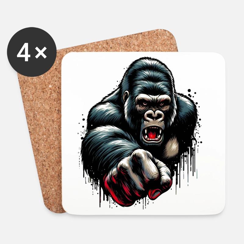 Gorilla - Untersetzer (4er-Set) - Weiß