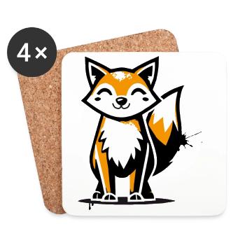 Moderner Fuchs im Stencil Graffiti-Design - Untersetzer (4er-Set) - Weiß - Vorne