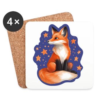 Fox and Stars - Coasters (set of 4) - white - Front