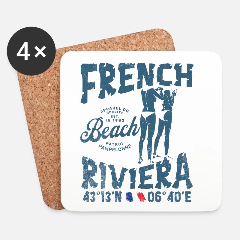 Stranddesign, Côte d'Azur, sommerliche Atmosphäre - Untersetzer (4er-Set) - Weiß