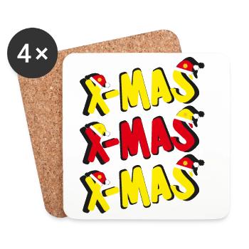 Weihnachtsmützen mit Xmas, ein toller Hingucker. - Untersetzer (4er-Set) - Weiß - Vorne