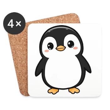 Mignon Adorable Pingouin - Conception de dessin animé charmant - Dessous de verre (lot de 4) - blanc - Devant