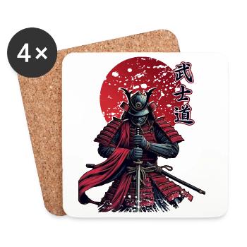 Samurai Krieger Bushido | Klassisches Rot | Begrenzt - Untersetzer (4er-Set) - Weiß - Vorne