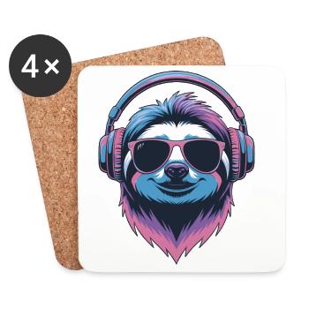 Faultier Groove Steuersatz Vibe - Untersetzer (4er-Set) - Weiß - Vorne