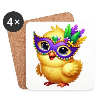 Mardi Gras Küken süßes Huhn Cartoon Design - Untersetzer (4er-Set) - Weiß - Vorne