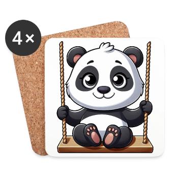 Panda sur la balançoire Playground Adventure - Dessous de verre (lot de 4) - blanc - Devant