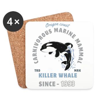 Orca Tier Meeressäuger - Schwertwal - Untersetzer (4er-Set) - Weiß - Vorne