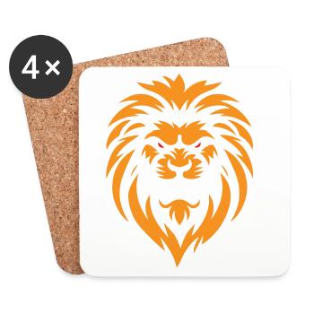 Lion en colère - Dessous de verre (lot de 4) - blanc - Devant