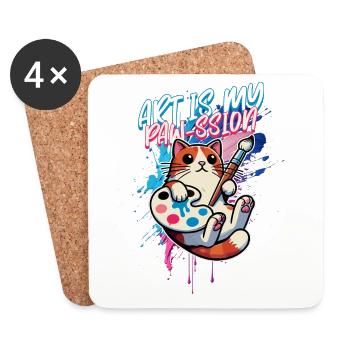 Art Is My Paw-ssion – Kreatives Katzen Design - Untersetzer (4er-Set) - Weiß - Vorne