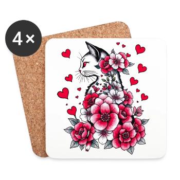 White Cat - Coasters (set of 4) - white - Front