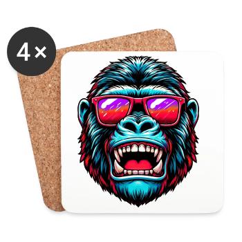 Gorillas with sunglasses - Coasters (set of 4) - white - Front