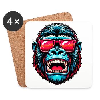 Gorillas with sunglasses - Coasters (set of 4) - white - Front