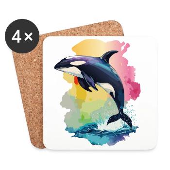 Faszination Orca: Die majestätischen Jäger - Untersetzer (4er-Set) - Weiß - Vorne