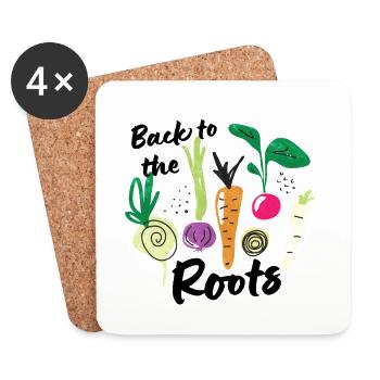 Retour aux racines Variante de légumes végétarien - Dessous de verre (lot de 4) - blanc - Devant