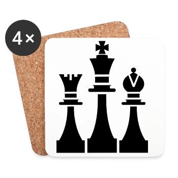 Schachfiguren Grafik - Untersetzer (4er-Set) - Weiß - Vorne