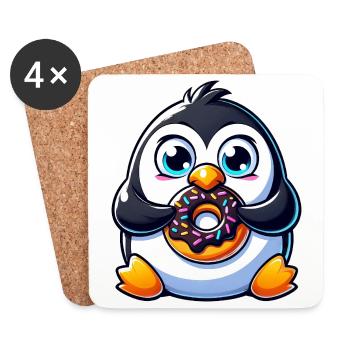 Pingouin Dessin animé Dick Candy Cute Donut - Dessous de verre (lot de 4) - blanc - Devant
