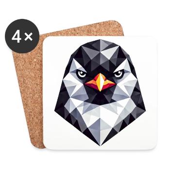 Penguin geometric style stubborn portrait - Coasters (set of 4) - white - Front