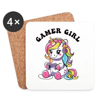 Gamer Girl - Untersetzer (4er-Set) - Weiß - Vorne