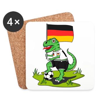 Germany Flag Dinosaur Rex Football - Coasters (set of 4) - white - Front