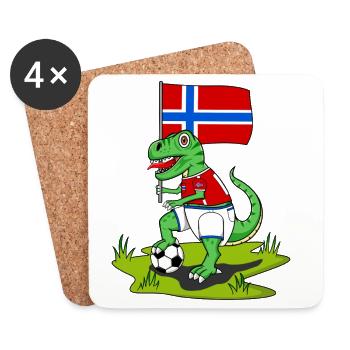 Norway Flag Dinosaur Rex Football - Coasters (set of 4) - white - Front
