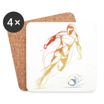Vintage Fußballspieler Skizze - Untersetzer (4er-Set) - Weiß - Vorne